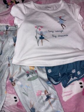 Carter's White Top with Blue Shorts and Light Blue Fairies 🧚 Pajama Set
